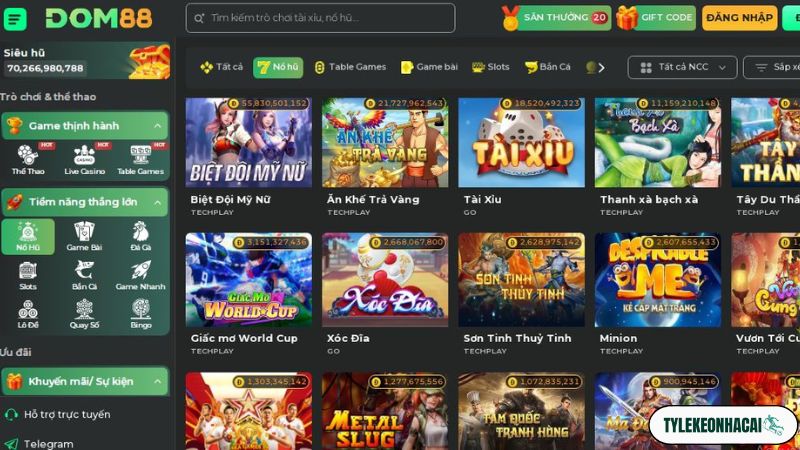 Săn Jackpot, kiếm tiền thả ga cùng sảnh game nổ hũ DOM88