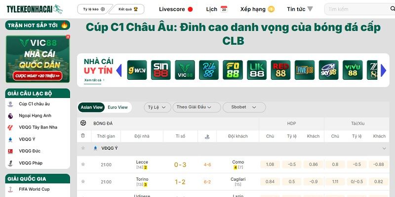 Các thao tác xem lịch các trận đấu đơn giản và dễ dàng